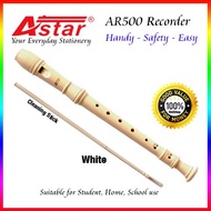Students Plastic Flute Recorder with Cleaning Stick - White