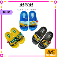 「MMFS」3-8years Kid's Casual non-slip Slide Slippers | Mini excavator Selipar/shoes