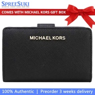 Michael Kors Wallet In Box Medium Wallet Jet Set Travel Zip Coin Black 35F7GTVF2L
