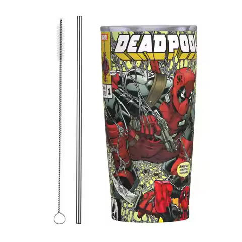 Deadpool Cartoon Tumbler Vacuum Insulated Coffee Cups Vacuum Flask Travel Outdoor Mugs Spill Proof 2