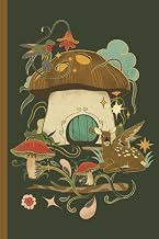 Cute Vintage Mushroom House Journal Notebook, College Ruled Paper, Botanical Illustration Design, fo