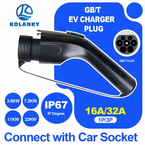 Kolanky 16A/32A GBT EV Charger Plug Electric Car Charging Gun Head 3.6kw /7.2kw/11kw /22kw 1P/3P EV 