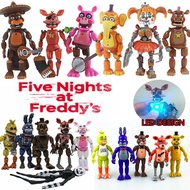 6Pcs/5PCS Set Five Nights At Freddy's FNAF Doll Action Figures Led Toys Freddy Fazbear Bear