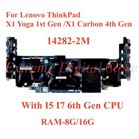 For Lenovo ThinkPad X1 Yoga 1st Gen/X1 Carbon 4th Gen Laptop motherboard 14282-2M with I5 I7 6th CPU