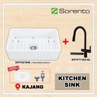 Sorento SRTKS7646 Ceramic Kitchen Sink Combo Set I Pillar Mounted Mixer Tap Pull Out I SRTKT71SS-BL/