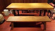 【原味手工家具】非洲馬柚餐桌、長板凳椅-台南 原木 家具