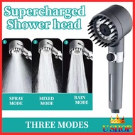 3 Modes Shower Head Adjustable High Pressure Water Saving Shower One-Key Stop Water With Filter Element  Shower Head Massage Shower Head