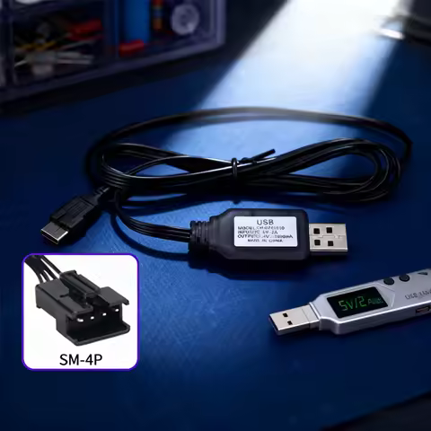 HUAHUAUniversal 7.4V SM-4P Plug USB Charger, for DE36W DE65 HM202 EC08 EC16 M416 RC Car and Electric
