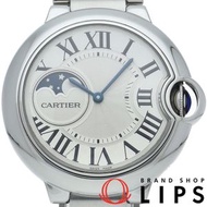 二手卡地Cartier藍氣球月相腕錶（WSBB0021），37毫米，附原廠錶盒和保固卡。不鏽鋼材質，男女通用，銀色，拋光處理，成色極佳。