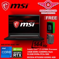 MSI GF66 12UC-487 15.6'' FHD 144Hz Gaming Laptop ( I7-12700H, 8GB, 512GB SSD, RTX3050 4GB, W11 )