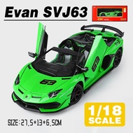 LEO 1:18 Aventador SVJ 63 Diecast โมเดล รถอัลลอยด์รถยนต์ของเล่นคอลเลกชันของขวัญสําหรับเด็กชายสาว ของ