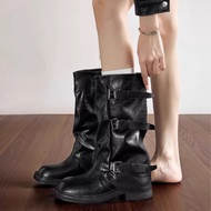 Retro Mid-Tube Martin Boots - Stylish Western Cowgirl Boots