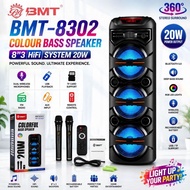 BMT-8302 Bluetooth Speaker Wireless Portable Party Speaker 20W Super Bass HiFi Stereo RGB LED Karaok