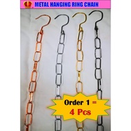 [Juliet8Q] 4 Pcs Metal Chrome/ Gold/ Black/ Rose Gold Hanging Ring Chain Rantai