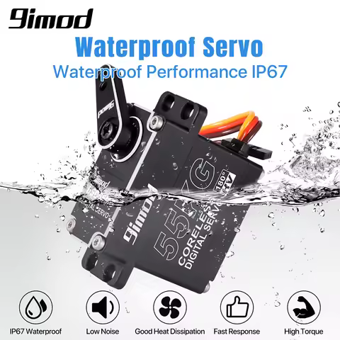 9imod 55kg Waterproof Servo IP67 180/270 Magnetic Sensor High Torque Coreless Digital Servo Full Met