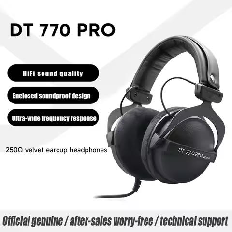 DT770 PRO 80/250Ω Studio Monitor Closed-Back Headphones High-Fidelity Sound for Studio Recording/Mix