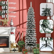 2026 Super Slim PVC Pointed snow Christmas Tree 7FT 650tips Downward Growing Pencil Christmas Tree