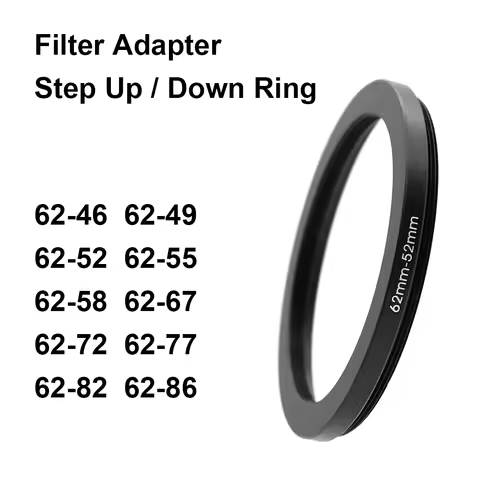 Camera Lens Filter Adapter Ring Step Up or Down Ring Metal for 62mm lens - 46 49 52 55 58 67 72 77 8