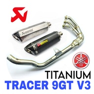 Design AKRAPOVIC Exhaust Yamaha Tracer9GT V3 Full System Stainless Steel Manifold + Titanium Muffler