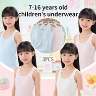 3-Piece Girls Teen Vest Bra Puberty Growth Camisole Soft Seamless Singlet Fixed Inner Cup 7-16Y Girl