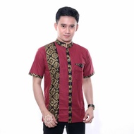 KEMEJA Modern Shirt - koko prada Gold batik Combination - prada batik Combination Shirt