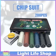 ANGGRAEINI 200Pcs Texas Holdem Poker Game Poker Card Toy/ Casino Game Set Texas Hold em Chips Coins
