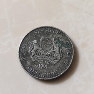 Koin Singapura 20 cent 1991 Asli Kondisi Sesuai Foto Asli