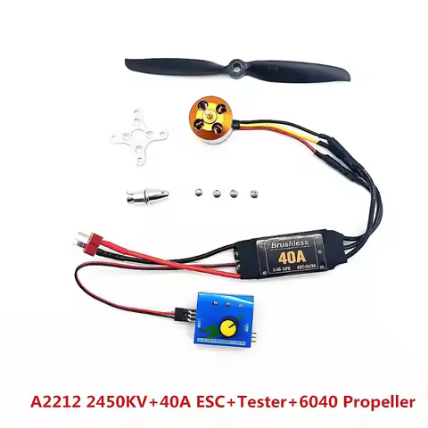 Brushless Motor A2212 1400KV 2450KV with 30A 40A ESC for RC Fixed Wing Helicopter 6040 8060 Propelle
