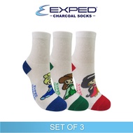 Exped Kids Fashion Cotton Charcoal Crew Legth Socks 3g1077 set of 3