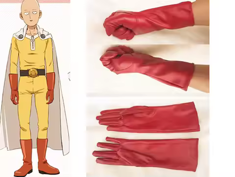 ONE PUNCH-MAN Saitama Cosplay Red PU Leather Gloves
