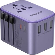 Universal Travel Adapter, VINTAR 35.5W International Power Adapter with 3 USB A QC and 2 USB C PD, A