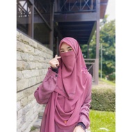 Malay oval square free sequin veil | Bawal haramain free veil