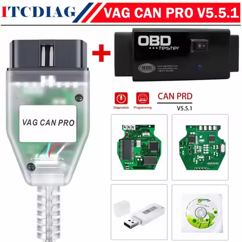 VAG CAN PRO 2020 V5.5.1 With Dongle with FTDI FT245RL Chip VCP OBD2 Diagnostic Interface USB Cable S