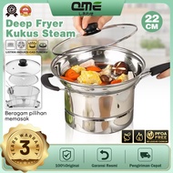 22cm Deep Fryer Steamer Pan Set Stainless Steel Frying Boiling Deep Fryer 3 in 1 Soup Pan