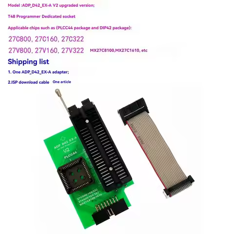 Upgraded ADP_D42_EX-A V2 Adapter for T48 Programmer for DIP42 Test Socket MX27C800/4100/160/322