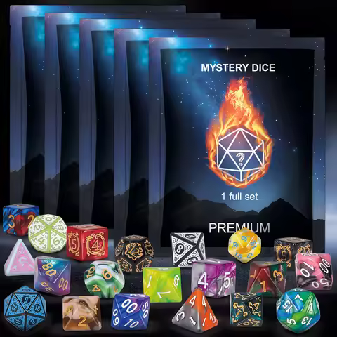 D&D dice set 8/40pcs, including 7/35pcs polyhedral dices and 1/5pcs creative velvet bags,for RPG Rol