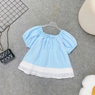 Áo babydoll nữ ngắn tay phồng phối ren cực xinh phong cách Hàn Quốc trẻ trung nữ tính bigsize 50-90k