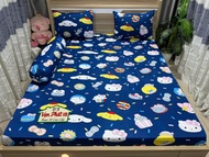 Bộ ga giường thun hàn quốc 4 món - mẫu Kitty Cina