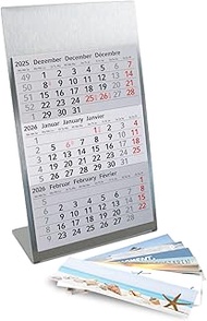 Timr Desk Calendar for Standing Made of Stainless Steel I for 2 Years 2025/2026 I Sea Motifs with Sa