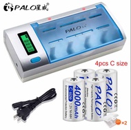 PALO จอแสดงผล LCD Smart Charger สำหรับแบตเตอรี่ 1.2V Ni-MH NI-CD AA/AAA/C/D ขนาด 9V