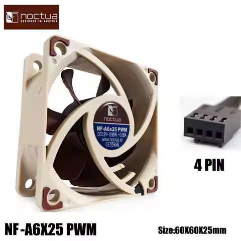 Noctua NF-A6X25 60x60x25mm 12V/5V 3pin/4pin PWM Intelligent Temperature Control SSO Magnetically Sta