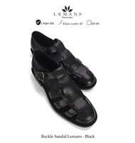 Dép rọ Da bò Buckle Sandal Lemans - Black - đế Mckay cao 2.2cm bảo hành chính hãng 24 tháng