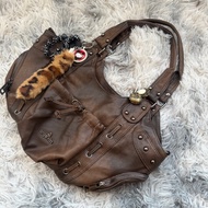 Angel Kiss Retro Distressed Niche Street Wear Rivet Motorcycle Bag Shoulder Messenger Bag