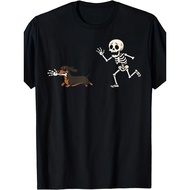 Retro Dachshund Skeleton Hand T-Shirt - Crew Neck Tee with Dachshund Graphic, Soft Casual Shirt Suit