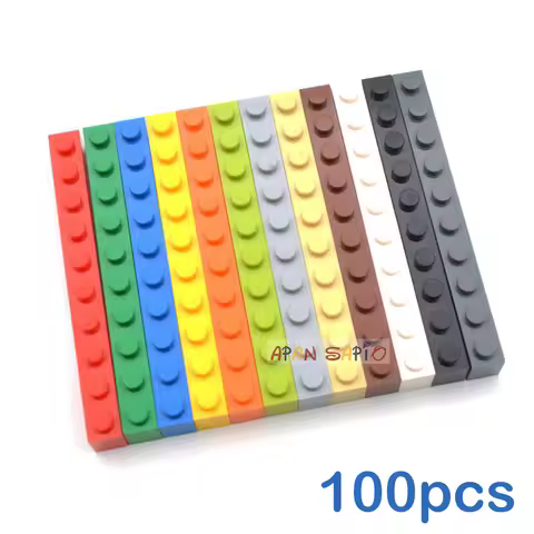 100PCS Thick 1x10 Dots DIY Building Blocks Figures Bricks Educational Creative Size Compatible With 