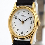 SEIKO ALBA 精工雅柏 女士腕錶 石英機芯 白色錶盤 深棕色錶帶 1N01-5F90 古董錶 復古錶