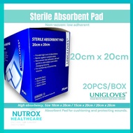 (Full Box) UNIGLOVE Gamgee Absorbent Pad 20pcs 15cm x 20cm 10cm x 20cm 20cm x 20cm Non Woven Low Adh