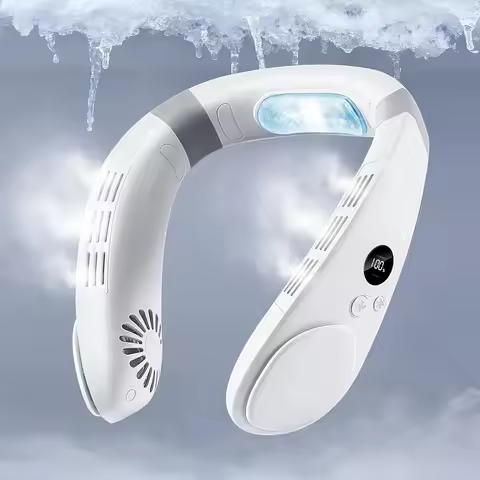 Portable Bladeless Neck Fan Neck Fan Cooling Plate Neck Air Conditioner, 4400mAh Rechargeable Batter