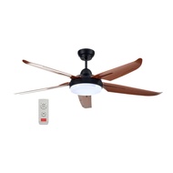 CARINI พัดลมโคมไฟ LED CN552 สีดำ/น้ำตาล 52 นิ้ว 5 ใบพัด 24 วัตต์ DAYLIGHT/COOLWHITE/WARMWHITE จัดส่ง