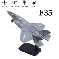 1:50 Pullback & Go Jet Fighter Aircraft Toy with Light Sound Scale Diecast F16 F22 F35 B2 J31 Plane